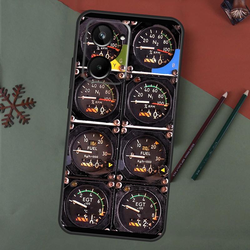 Flight Instruments Cockpit Case For Realme C67 C51 C75 C63 C61 C65 C55 C53 C35 C71 11 12 13 14 Pro Plus GT6 GT7 15 Pro