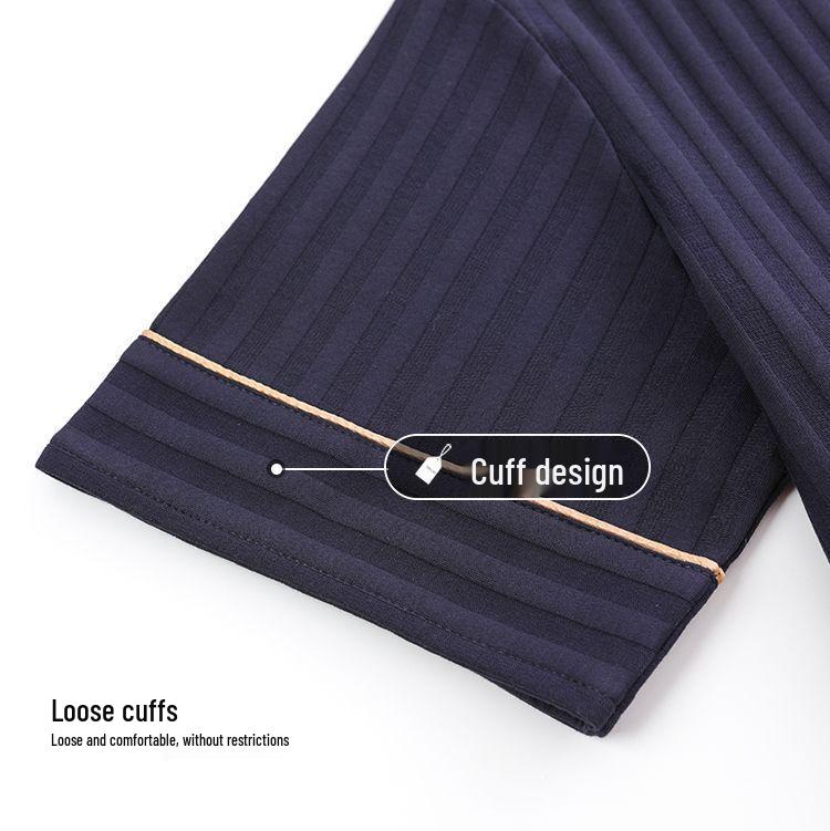 Herren Sommer Baumwollpyjama-Set: Kurzärmeliges Oberteil & Lange Hose, Leichtgewicht, Draußen tragbar, Einfache Übergrößen-Homewear