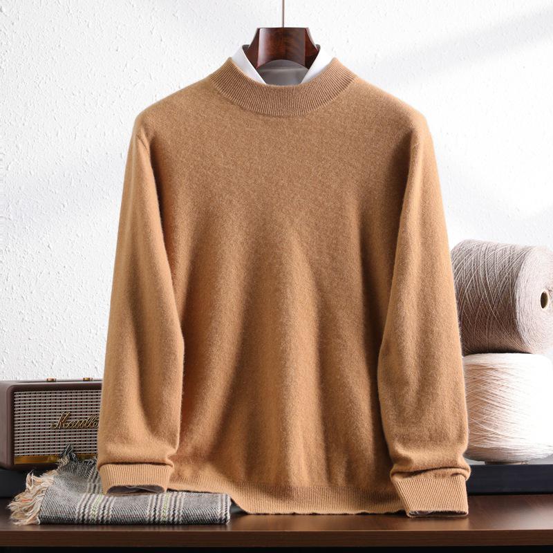 Men's 100% Pure Mountain Half-Cashmere High Neck Knit Sweater - Thickened for Autumn/Winter
