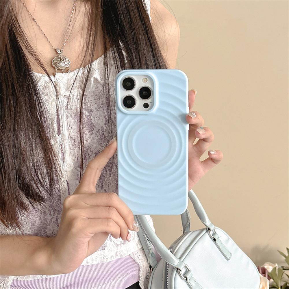 Cute 3D Water Ripple Magsafe Phone Case For iPhone 16 15 14 13 12 11 Pro Max Plus Magsafe Magnetic Wireless Charge Cover New