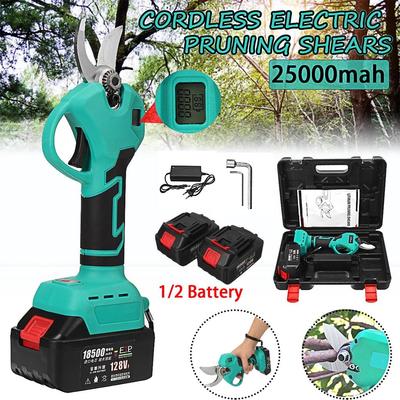 25000MAH Cordless Electric Pruner Pruning Shear Efficient Fruit Tree Bonsai Pruning Branches Cutter Landscaping For 1/2 Battery 128VF