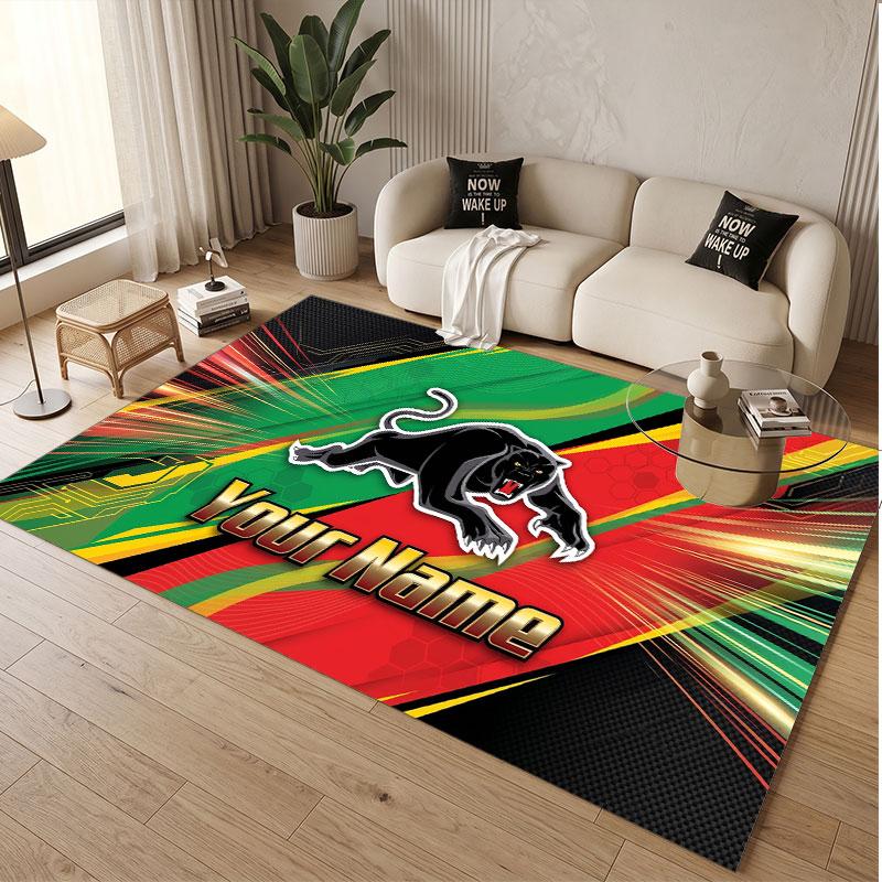Custom Rug Penrith Panthers Pattern Print Name Text Soft Non‑Slip Floor Carpet for Home Indoor Decoration