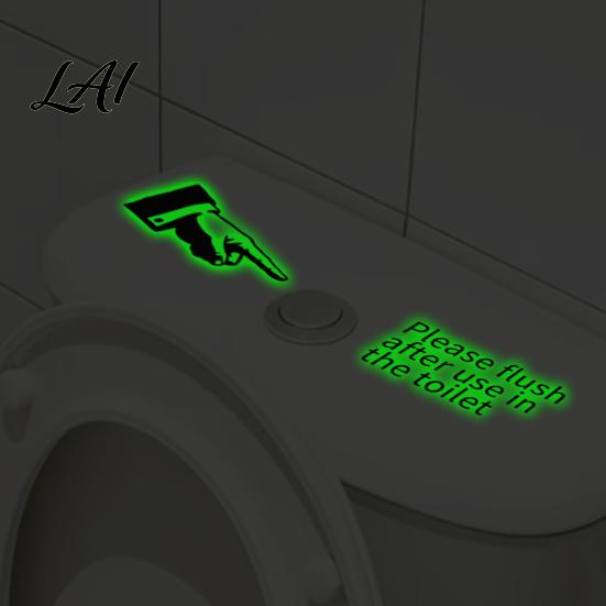 Luminous Bathroom Reminder Decals Glow in The Dark Toilet Sticker Finger And Remind to Flush Home Decor for Public Restrooms Design Waterproof