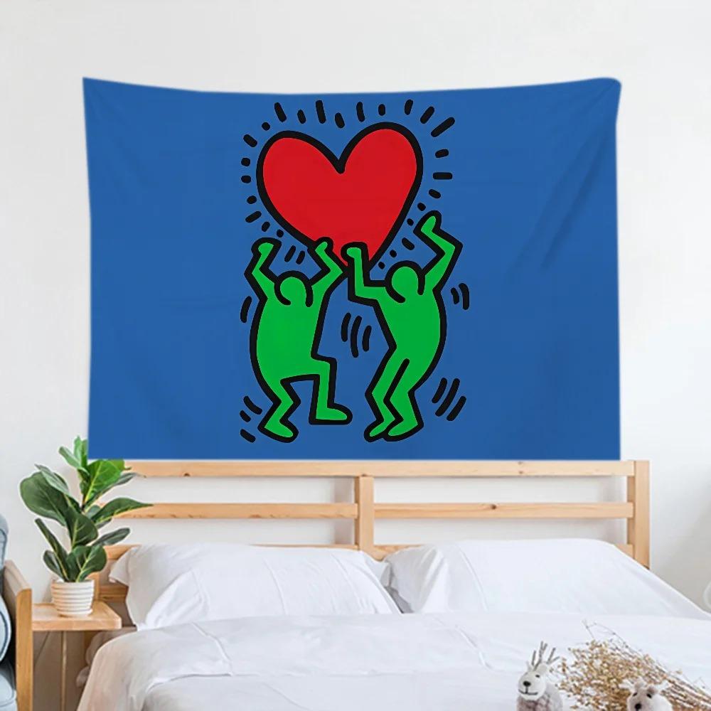 

Haring Геометрический Граффити Простой Гобелен Офис Гостиная Украшения Дома Настенный Гобелен 100x75cm