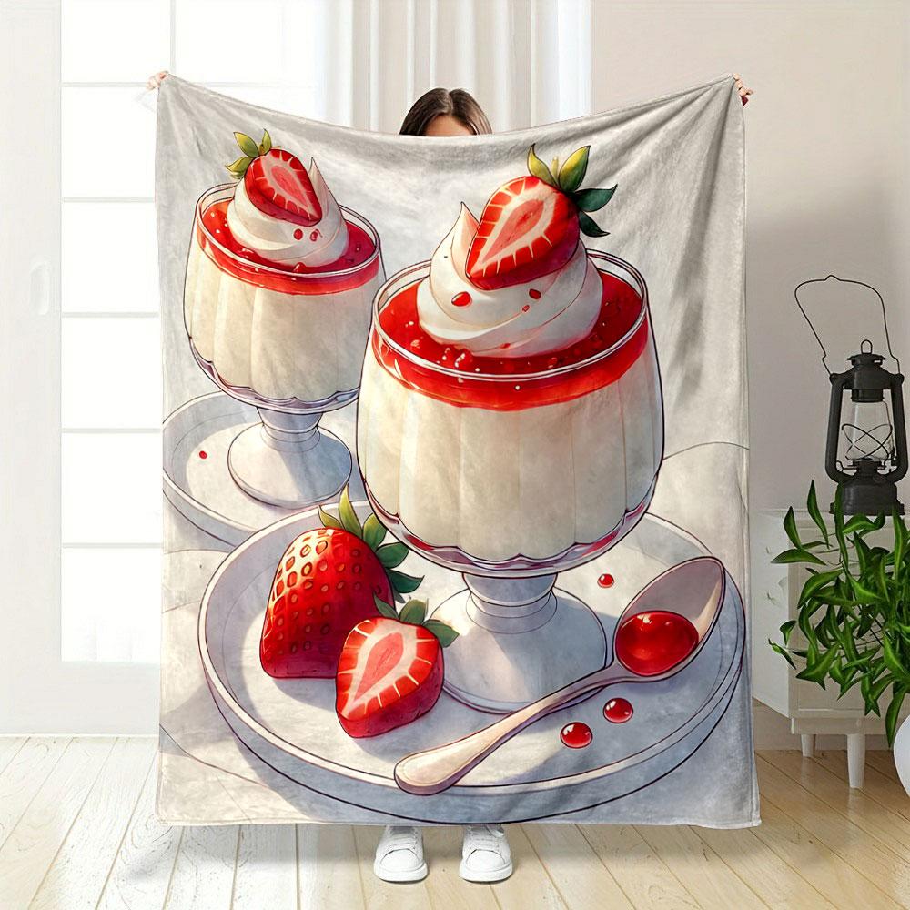 Strawberry Dessert Delight print blanket soft and cozy perfect for the living room bed sofa or a nap,gift