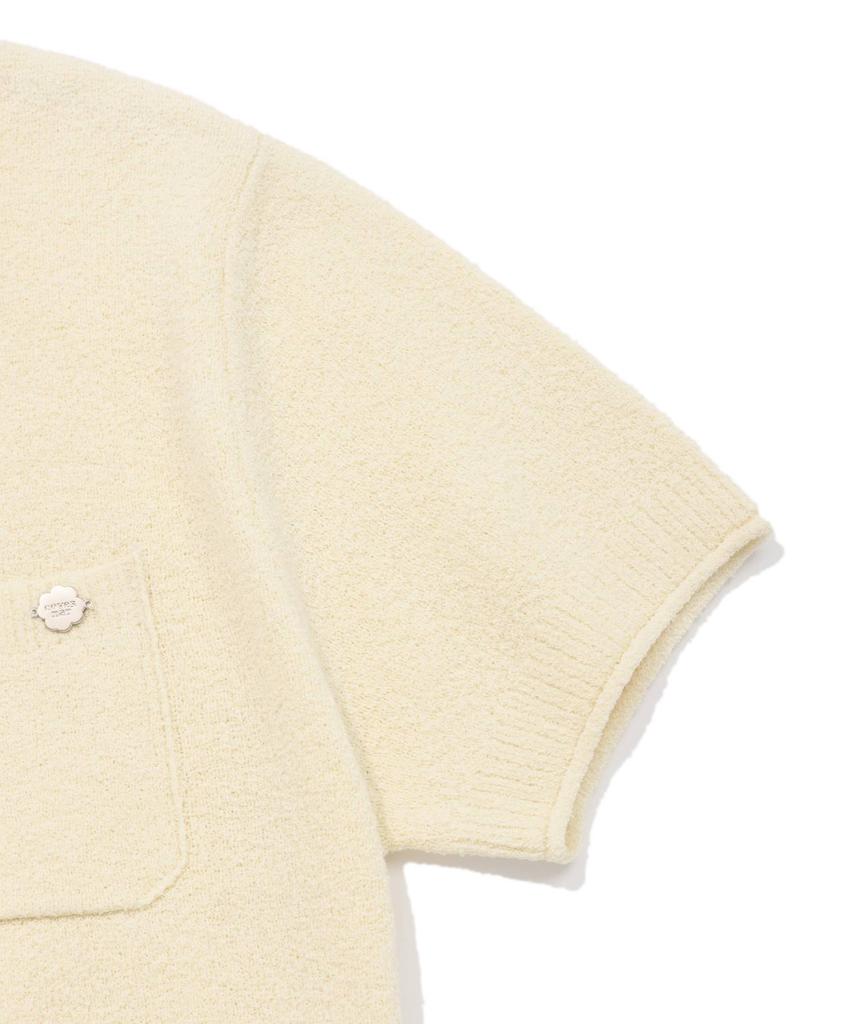 COVERNAT WOMAN Round Boucle Short Sleeve Knit Ivory