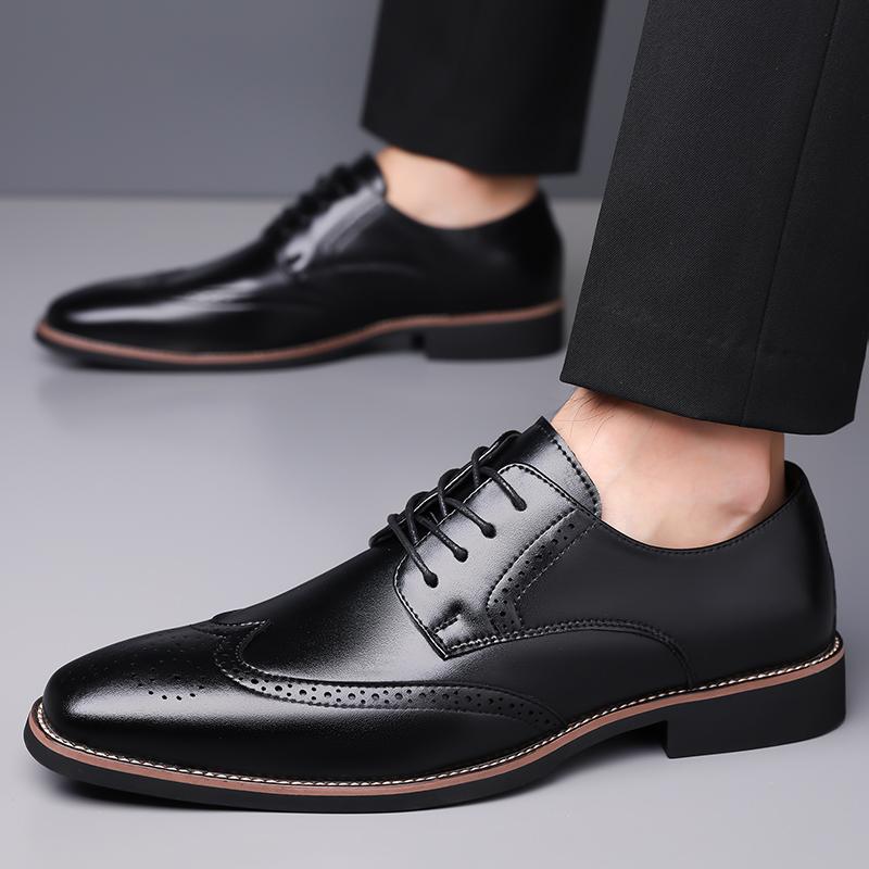 Men Formal Dress Shoe Black Leather Shoes Men Lace Up Point Toe Business Casual Shoes for Men Wedding Party Office shoes