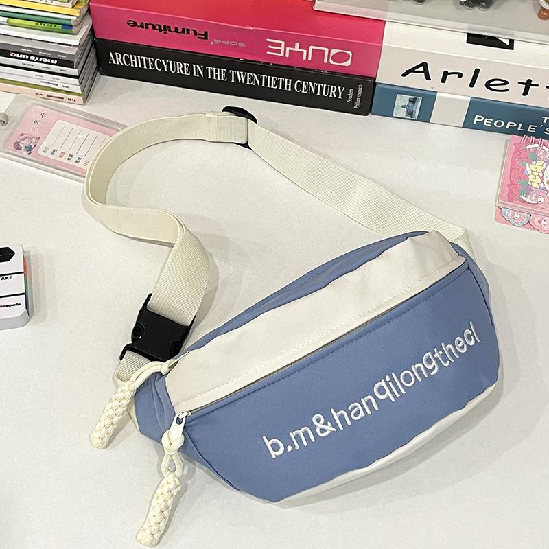 New Fashion Brand Ins High Value Fashion Personality Contrasting Chest Bag Waist Bag Letter Embroidered Crossbody Single Shoulder Mobile Phone Bag