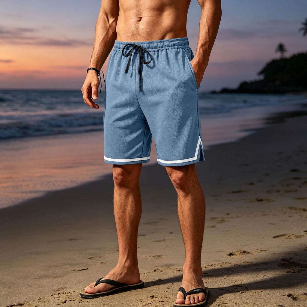 Men's Breathable Mesh Athletic Shorts Lightweight Casual Sportswear with Elastic Waistband and Drawstring for Outdoor Activities and Gym
