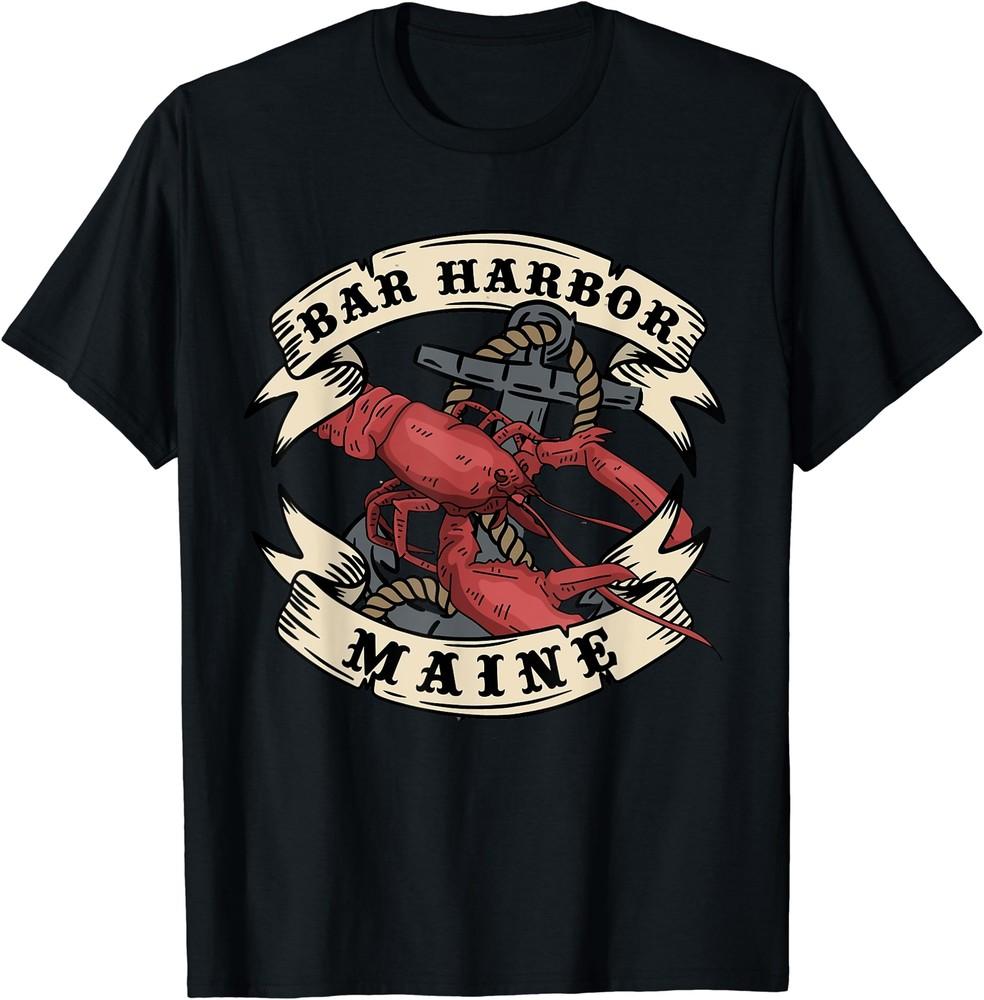 

Bar Harbor Maine State Design Vintage Anchor and Lobster T-Shirt Size S-5XL Unisex T-Shirt XXL