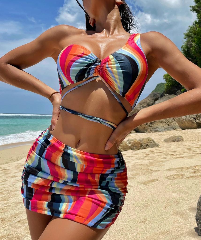 Damen-Badeanzug, bedruckt, eine Schulter, sexy Bikini, Tanga, brasilianische Strandmode, Badeanzüge