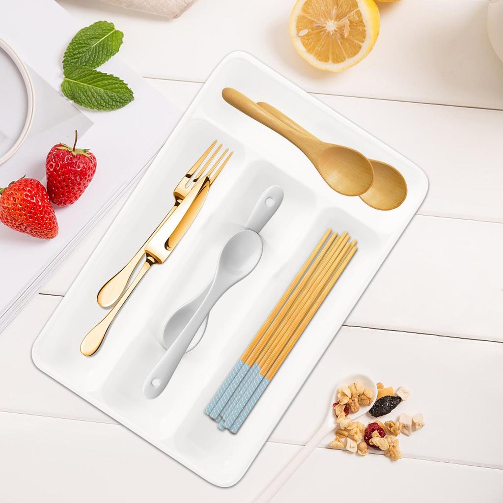 Silverware Drawer Organizer Flatware Organizer Compact Holder with 4 Compartment for Forks Cooking Kitchen Cabinet Countertop