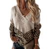 Women S V Neck Leopard Print Loose Knit Sweater Autumn Winter