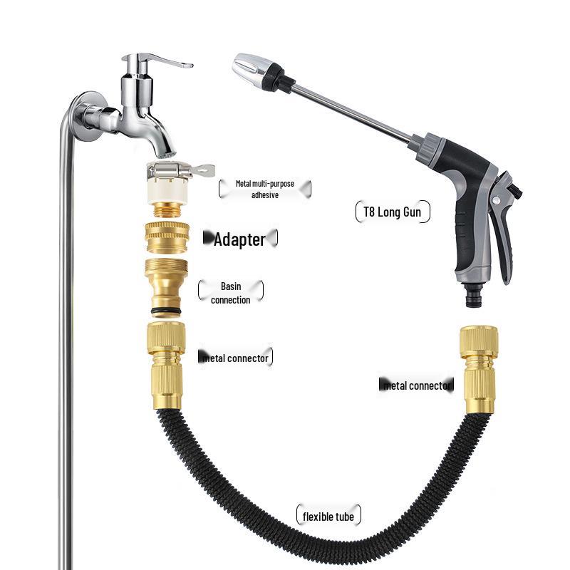 High-Pressure Car Wash Gun Set with Metal Extension and Rubberized Handle
