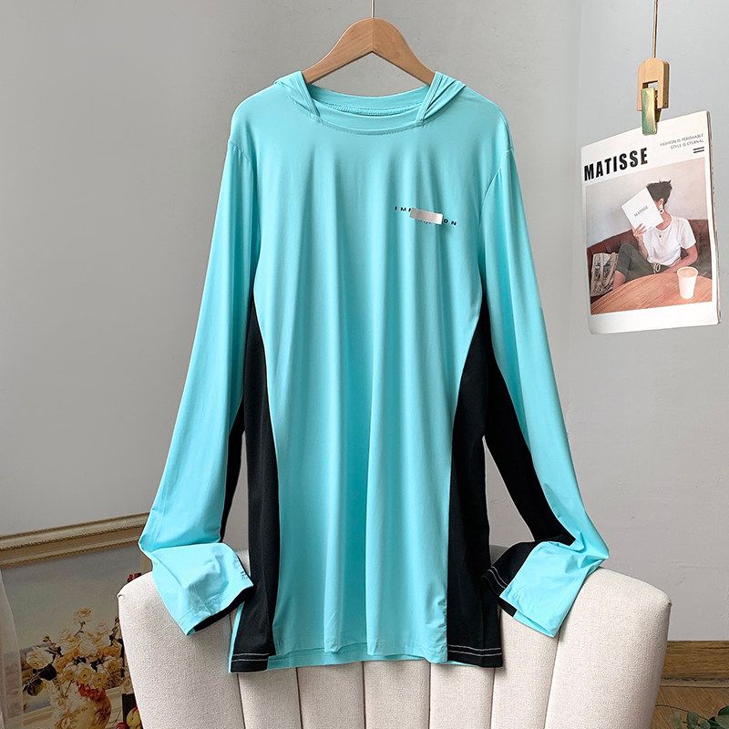 

European and American Orders ~ Super Comfortable and Flexible! Ice Silk Feels Cool! Plus Size Men s Sportswear ~ Hiking Camping Running Spring Clothes Lake Blue(Special Offer for Dyeing Defects) M
