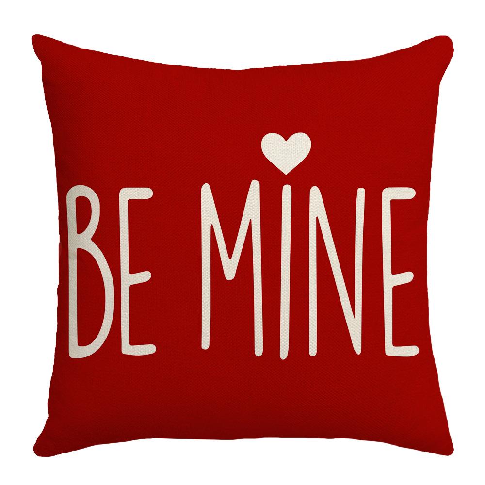 Cushion Decoration Living Room Valentine's Day Love Pillow Cartoon Print Red Couple Pillow Linen Cushion