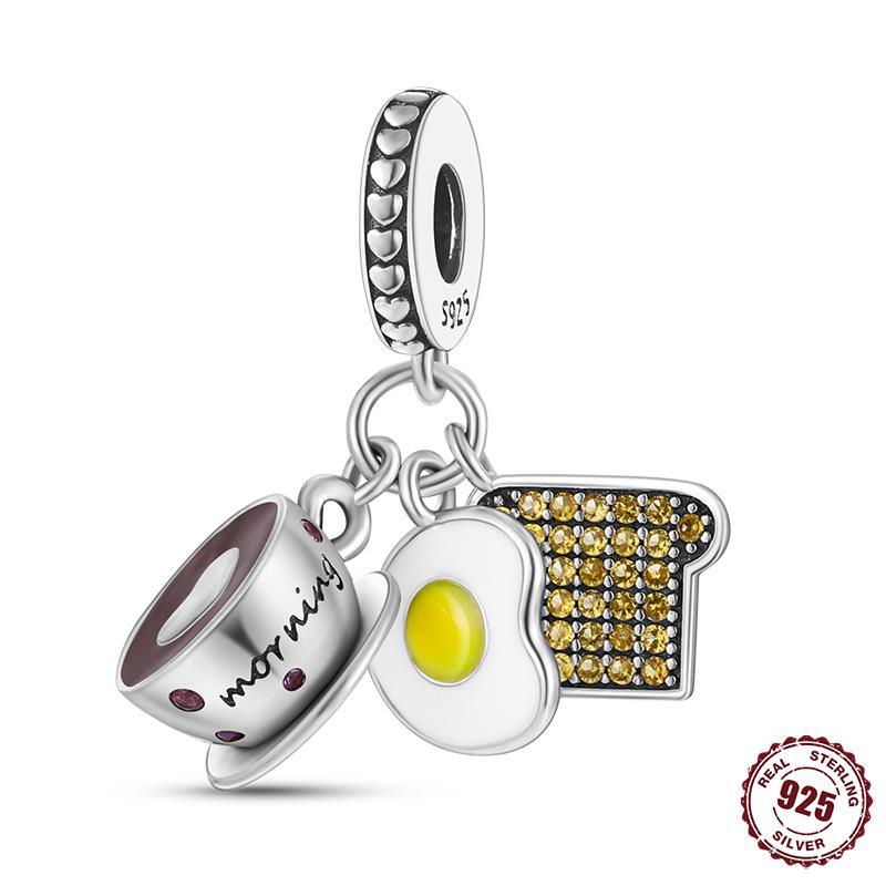 High Quality Copper Teacup Coffee Pendant Beads Fit Original Fine Bracelets Charms Diy Women Jewelry Making