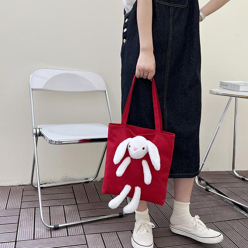 Canvas bag new women's bag fashionable sweet cartoon shoulder bag handbag