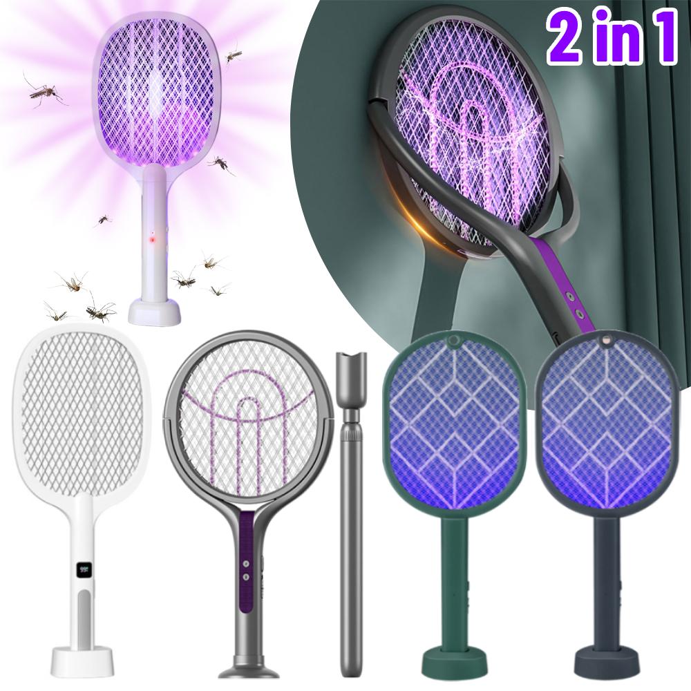 Elektrische Fliegenklatsche Wiederaufladbare Mückenvernichtungslampe Insektenvernichter Schläger Anti-Mückenklatsche Fliegenfalle Lampe für Innen und Außen