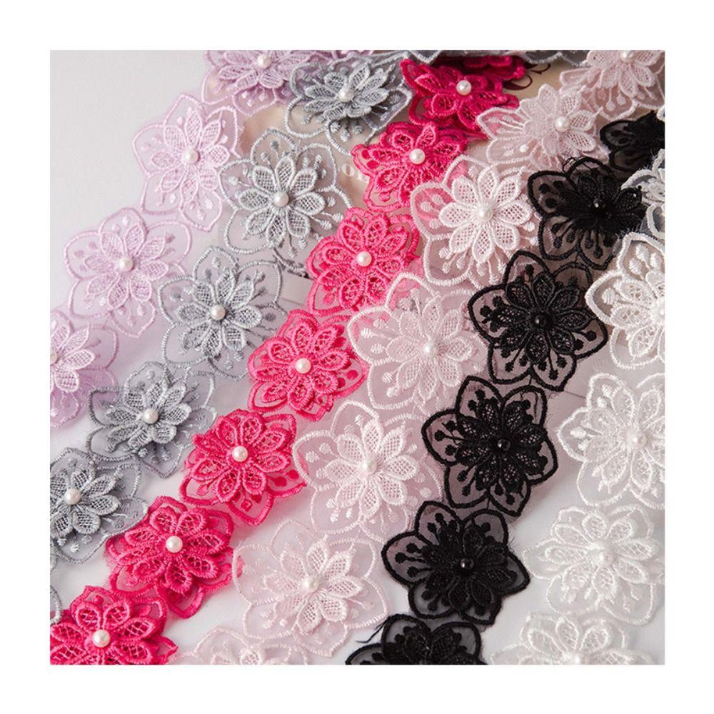 Décoration Perles Dentelle Brodée Double Couche Garniture Florale Dentelle Perle Fleur Robe de Mariée