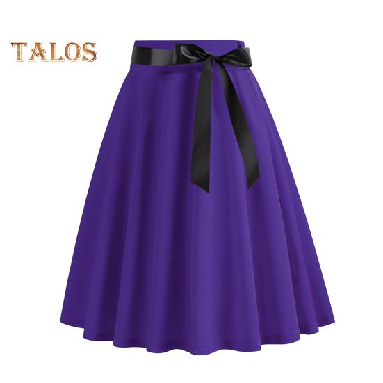 

Женская юбка с высокой талией, со шнуровкой на талии, юбка-солнце в стиле пэчворк, цветная юбка для выступлений, плиссированная юбка с оборками M фиолетовый