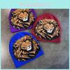 Knit Trendy Cap Warmth Beanie Hat With Lion Character Print For Use Daily