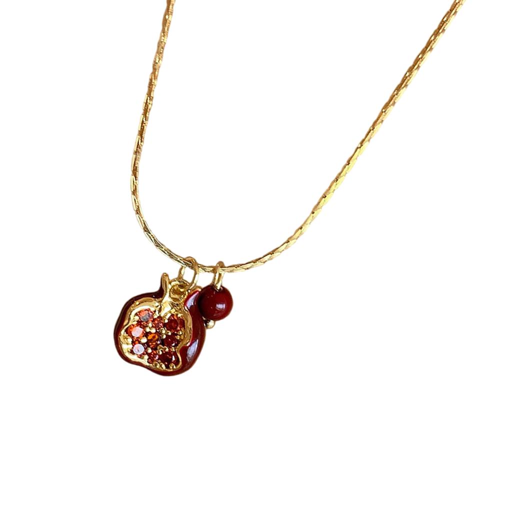 Vintage Gold Granatapfel Schmuck Modeschmuck Stilvolle Anhänger Halskette Einzigartige Hängeohrringe Geschenk für stilvolle Frauen