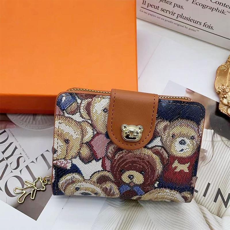 Cute Little Bear Shape Women'S Wallets Trend Zero Wallet Zipper Multi-Card Bit Purse