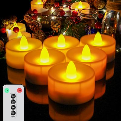 6 rauchfreie Kerzen mit Fernbedienung, flackernde, flammenlose LED-Kerzen, elektronische Teelichter für Weihnachten und Hochzeiten