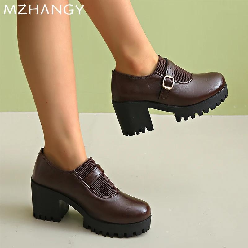 Módní dámské kožené platformové kotníkové boty na vysokém podpatku Mokasíny Boty Žena 2025 Trend Elegantní Zimní Nové Motorkářské boty Mujer Botas