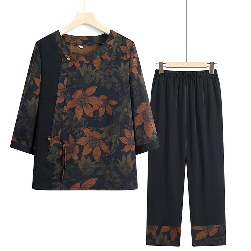 Elderly summer women's clothing summer short-sleeved suit elderly clothes thin new style