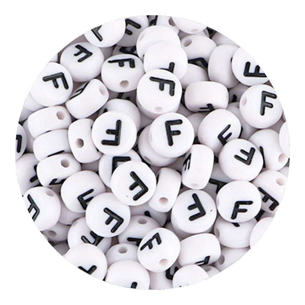 

50/100/200pcs/Lot 7x4mm White A-Z Round Alphabet Acrylic Letters Beads Loose Spacer For Jewelry Making DIY Bracelet Accessories 50pcs