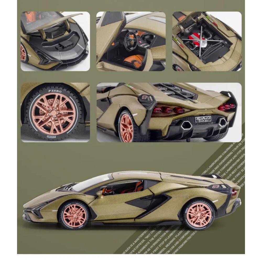 1/24 Lambor Sian FKP37 Legierung Druckguss Sport Auto Spielzeug Modell Simulation Heckflügel Lift Pull Back Modell Ornament Junge Geschenk Sammlung