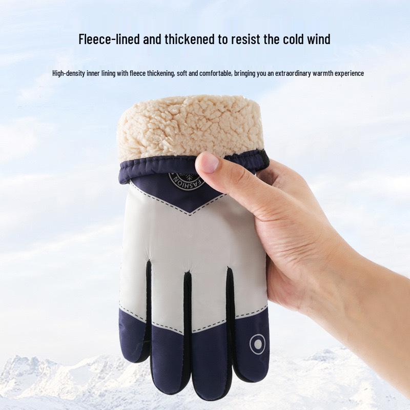 Men's and Women's Waterproof Fleece-Lined Ski and Cycling Gloves – Warm, Thick, Windproof, Cold-Proof Winter Gloves