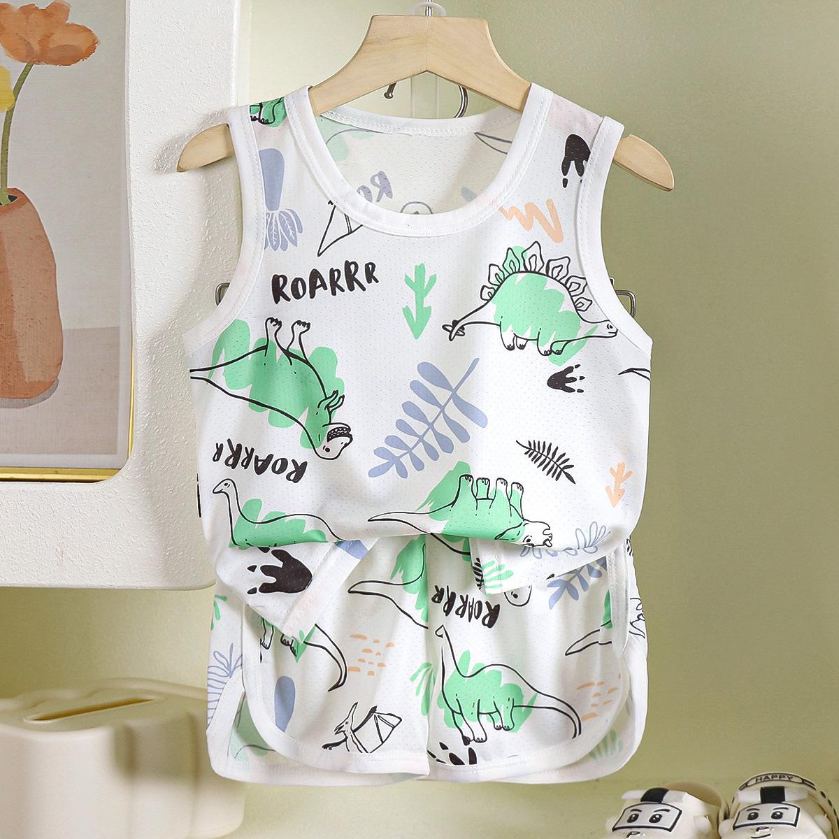 

Children s Vests Set - Summer Boys Sleeveless Shorts Lightweight Set 100cm