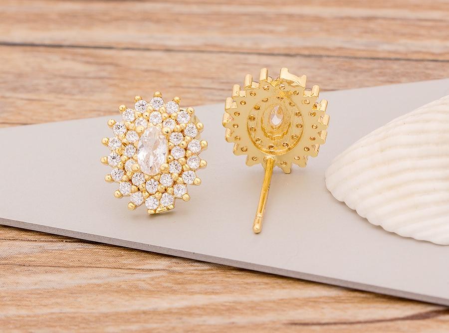 New Fashion Geometric Stud Earrings Copper Cubic Zirconia Wedding Party Daily Wearable Charm Jewelry Styles Fow Women Best Gifts