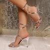 Fashion Super High Heel Sandals Women's Fashion Round Toe Open Toe Slim Strap One Buckle Non-slip Wear-resistant Stiletto Heels