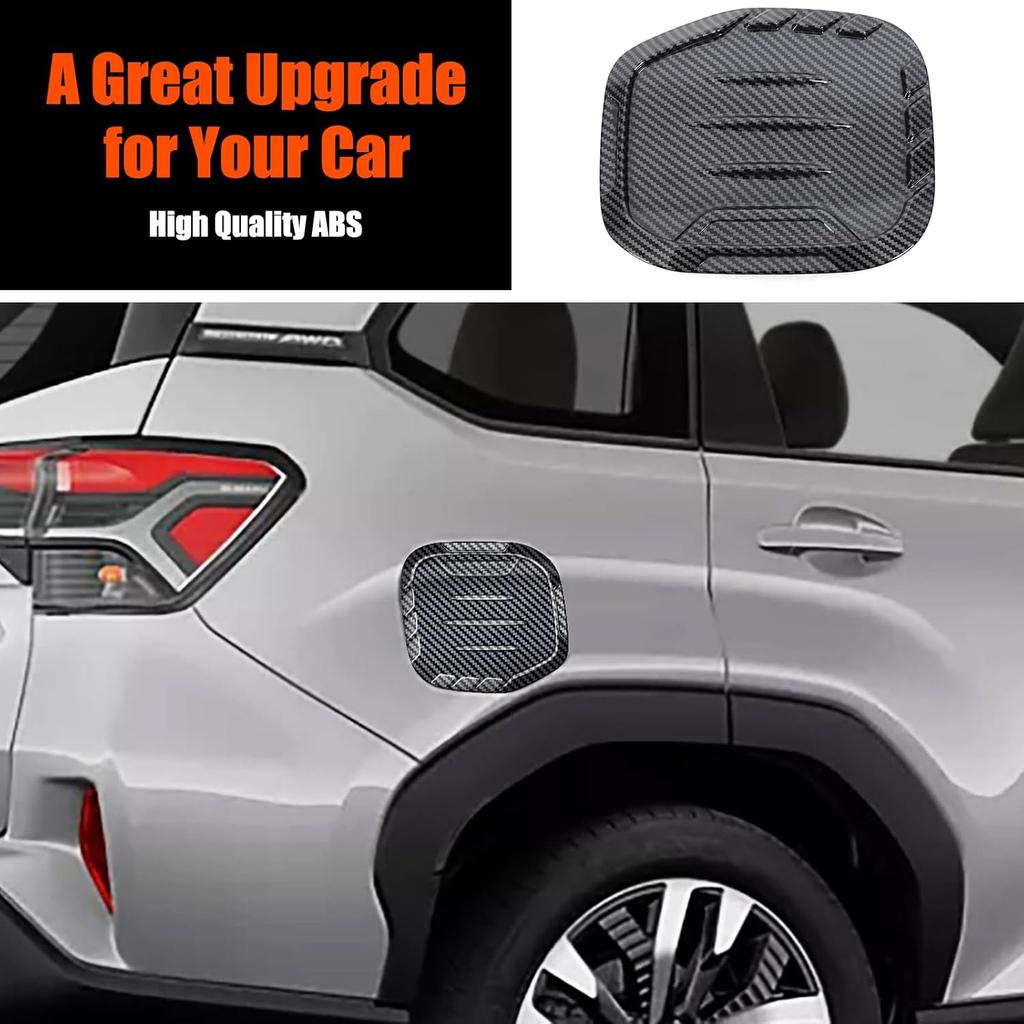 Fuel Tank Cap Trim Cover Compatible with Subaru Forester 2025,ABS Carbon Fiber Pattern Gas Fuel Door Cover Trim Scratch Cap,Exterior Fuel Tank Cap