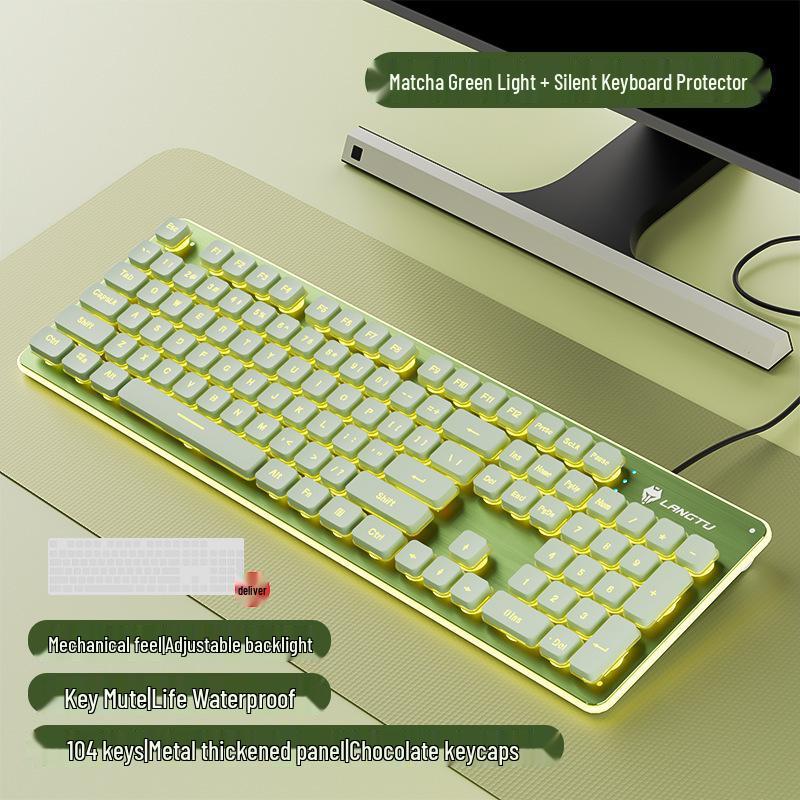 Langtu Silent Wired Keyboard with Backlit Mechanical Feel for Office & Laptop