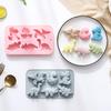 Cute Cartoon Dinosaur-Shaped Silicone Cake Mould 3D 6 Cavity Dinosaur Theme DIY Chocolate Fondant Cake Mold Baking Decor
