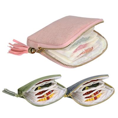 Rese Smyckespåse Sammet Smyckesorganisator Fodral med Dragkedja Förvaring av Halsband Armband Ringar för Sovsal Semester Strand Kryssning