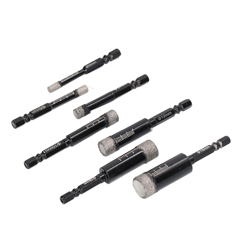7 Pcs Diamond Drill Bits Wet and Dry Use Brazing Core Drill Bit Hex Shank Diamond Hole Saw Kit for
