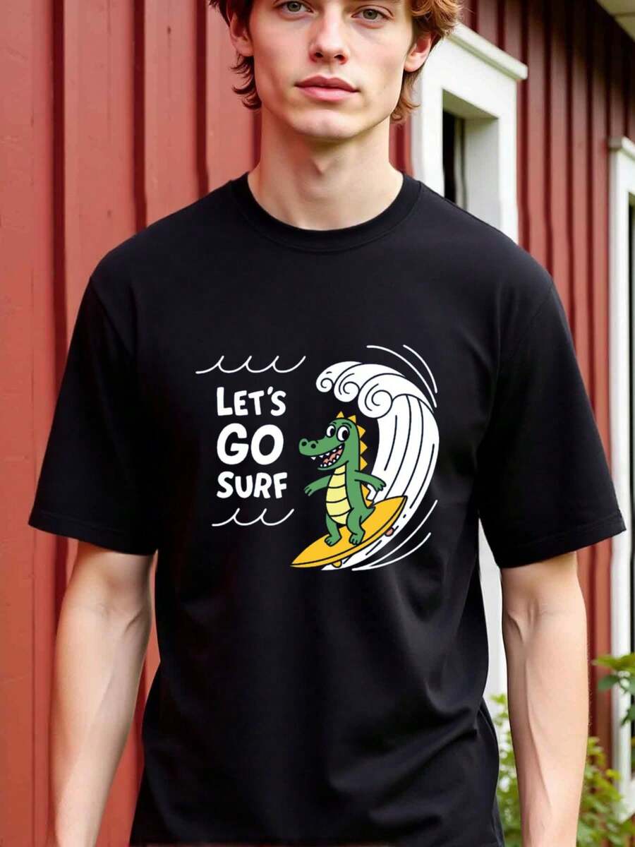 

Natee Surfing Alligator: Let s Go Surf T-Shirtt Unisex T-Shirts High Guality Graphic For Unisex S
