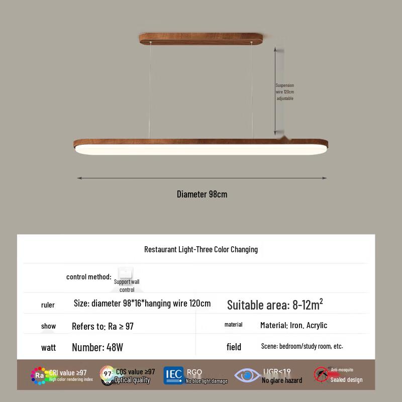 UOSU Retro Wabi-Sabi Wood Grain LED Ceiling Light with 3-Color Dimming