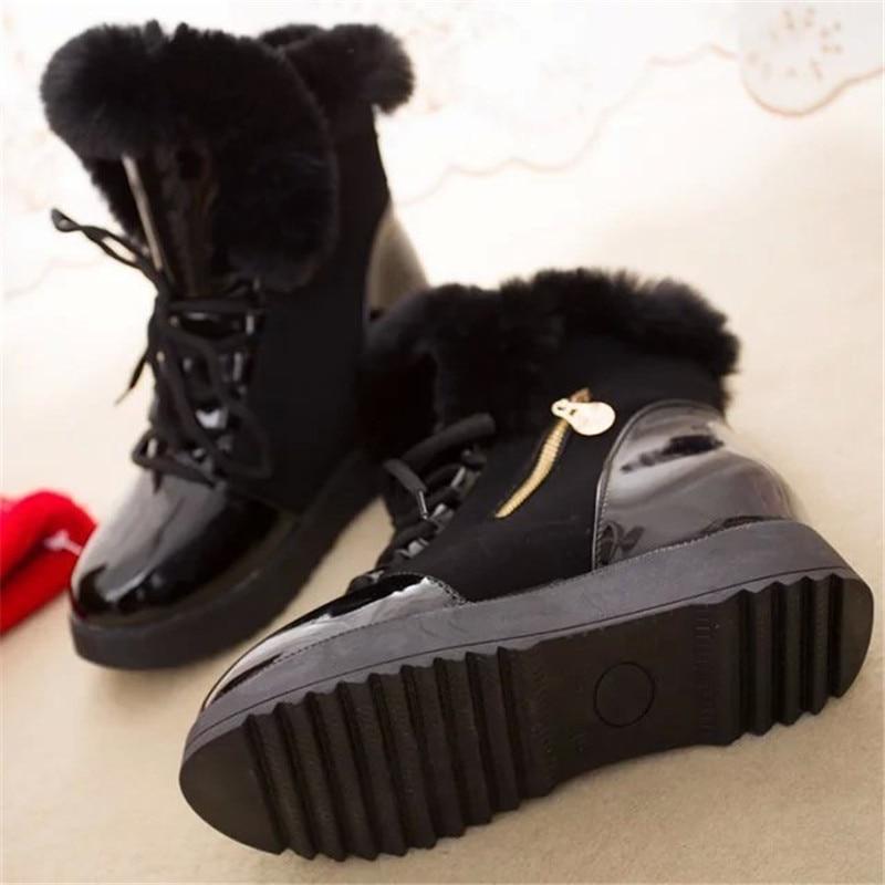 Botas de mujer plataforma zapatos de invierno zapatos de invierno mujer  plataforma de botas de nieve mantener caliente tobillo botines de invierno  con gruesos tacones de piel comprar a buen precio —