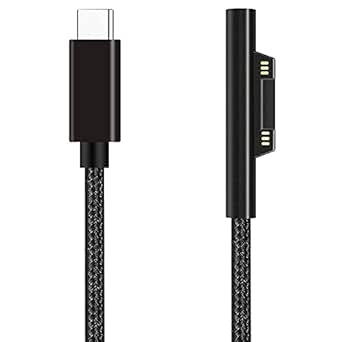 Nylon Braided Surface USB-C Charging Cable PD 15V for Surface Pro 7/6/5/4/3 Surface Laptop 3/2/1 Surface Go