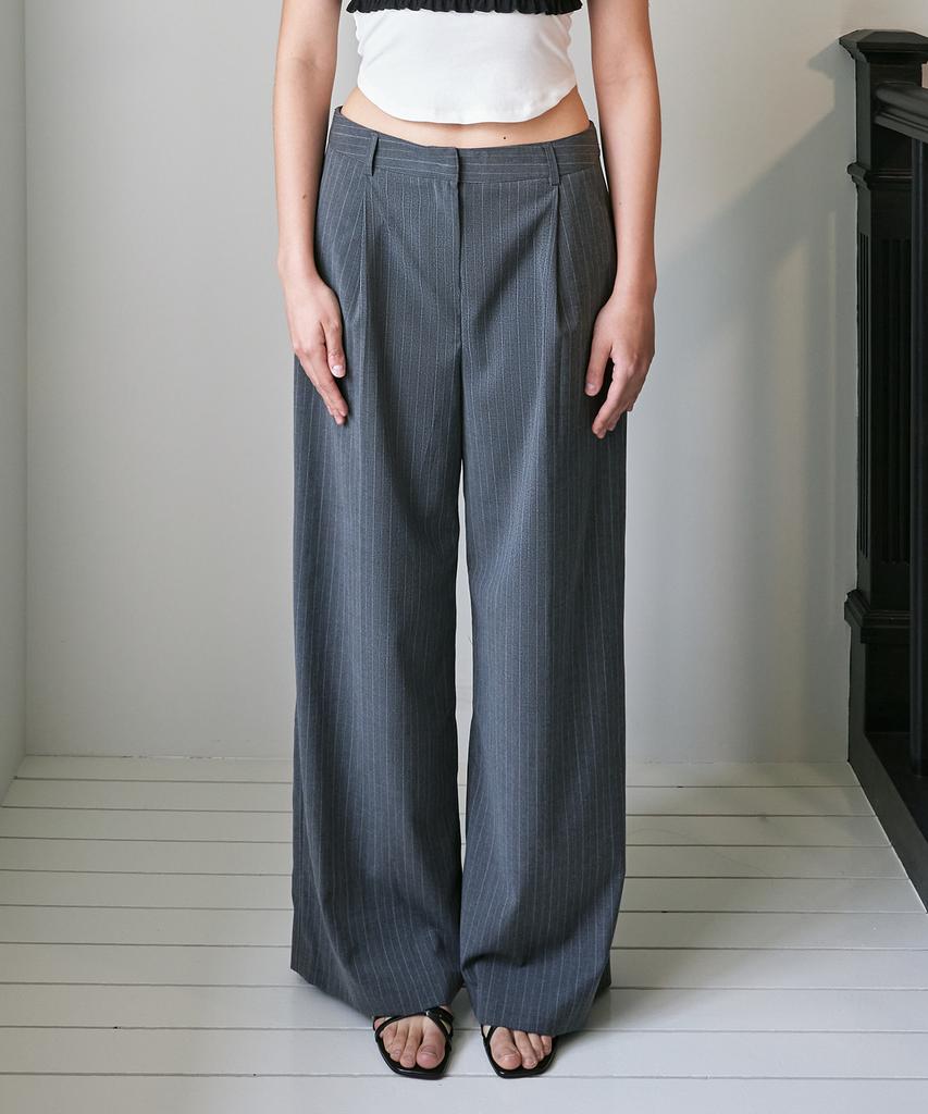 FOUR YOUNG Mid-Rise Summer Slacks Pinstripe