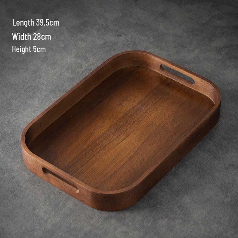 Creative Walnut Dessert & Fruit Plate with Teacup Holder - Bamboo & Wood Tea Tray