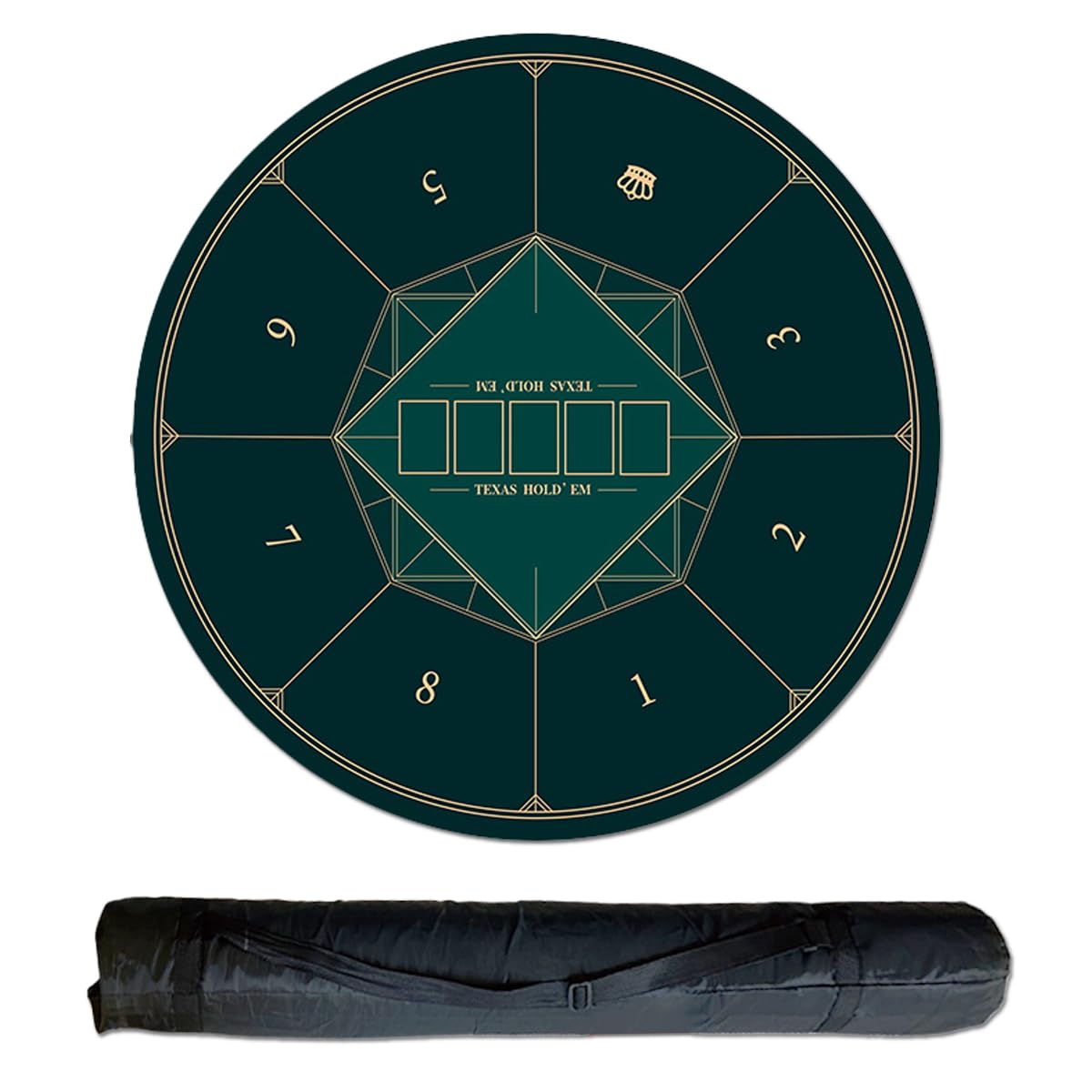 

SALUDABLE Round Poker Casino Texas Table Mat with Storage Bag Mat, 120cm, Hold em (Green) зелёный