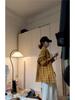 Women's Retro Yellow Striped Plaid Shirt Jacket, Sun Protection, Mid-Length Top for Spring and Autumn